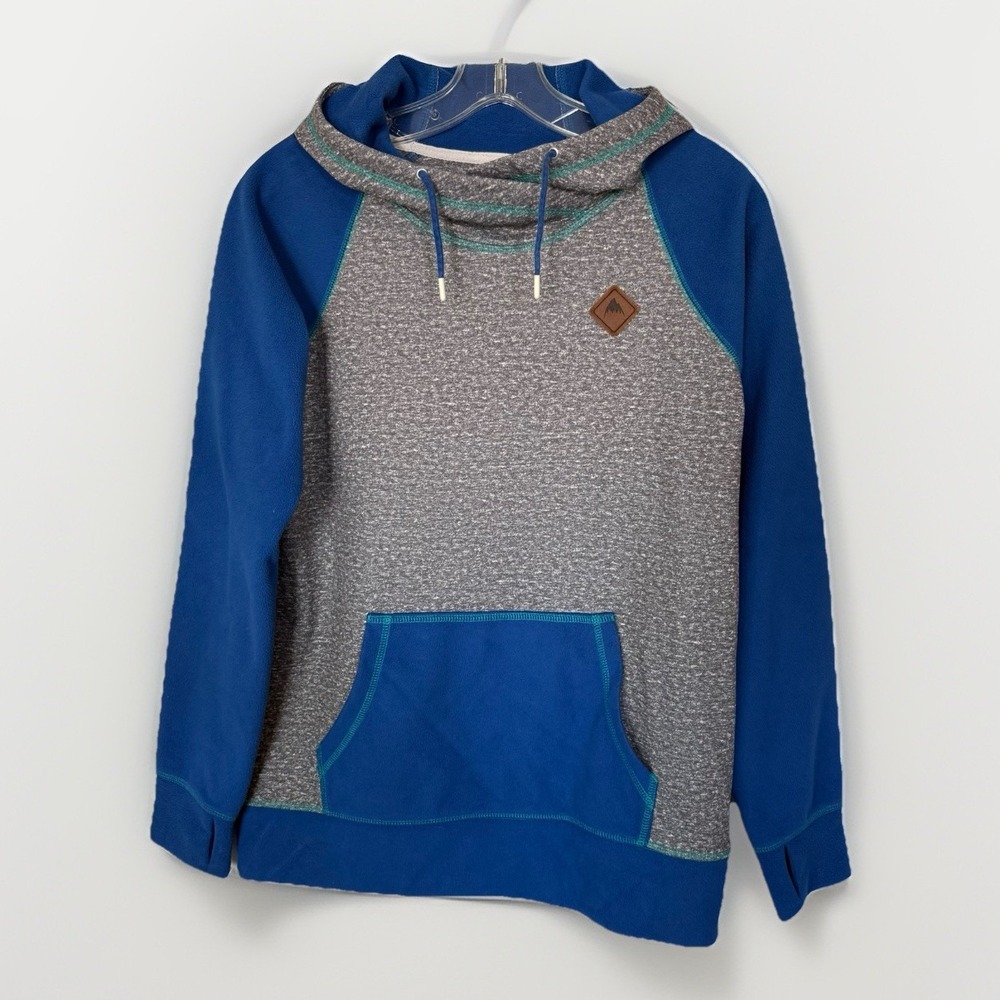Burton WB Heron Pullover Hoodie XS Blue Gray Fleece Lined Outdoor Snowboarding